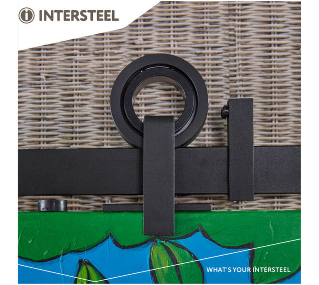 Intersteel Schuifdeursysteem 2x1 meter met hangrollen open wiel top 155mm zwart