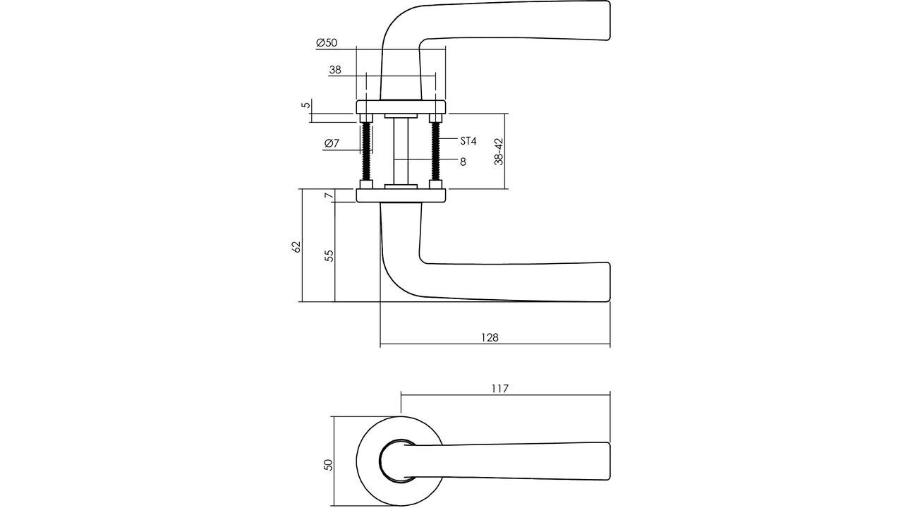Intersteel Deurkruk Conisch met rozet verdekt ø50x7mm met nokken aluminium F1