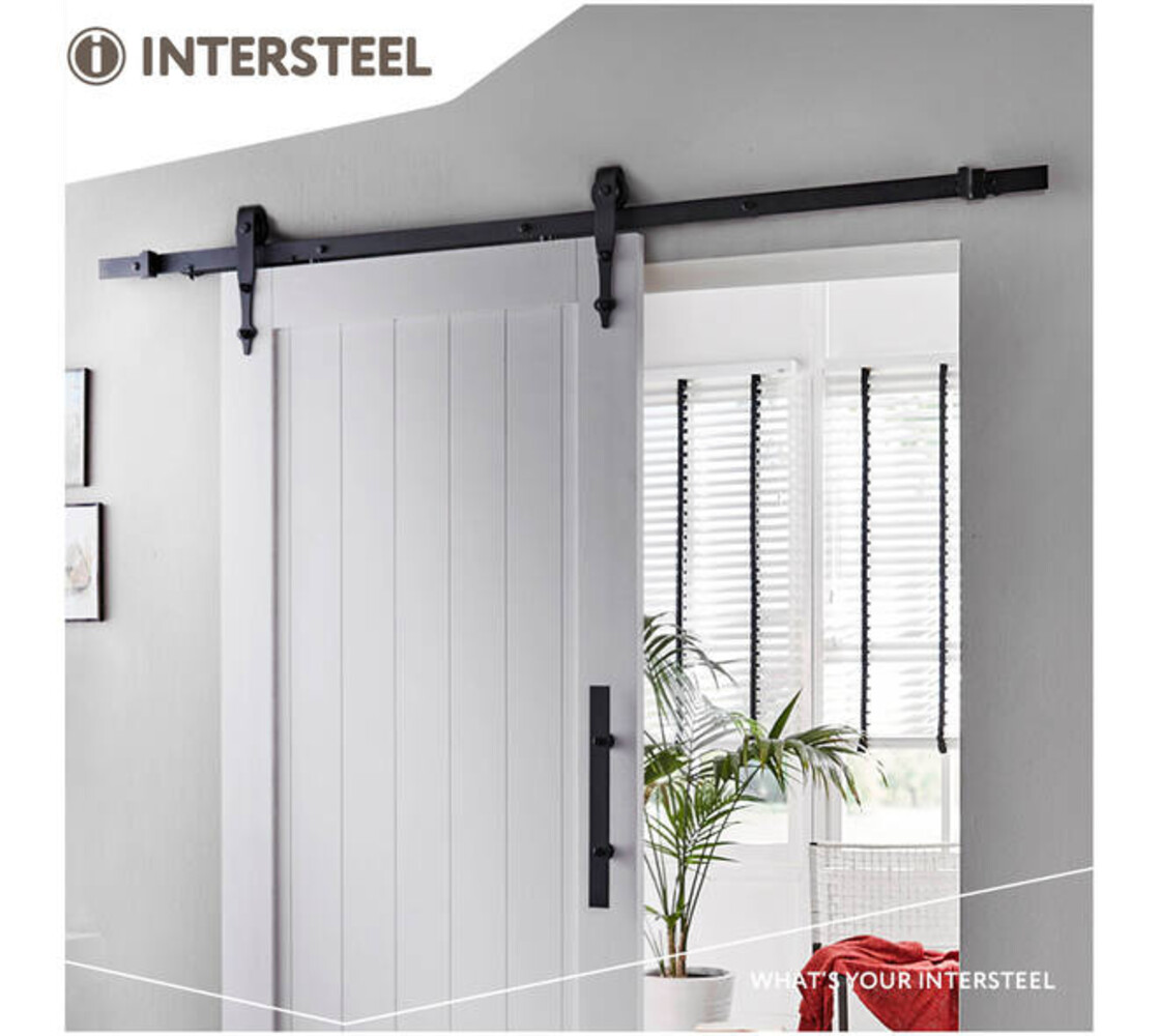 Intersteel Schuifdeursysteem 2x1 meter met hangrollen pijlvorm 290mm zwart