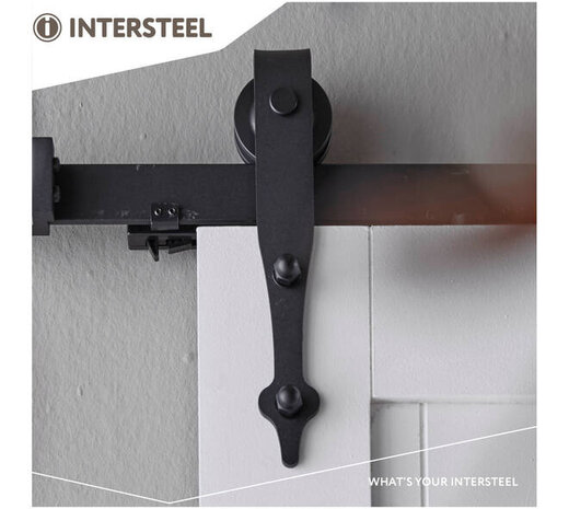 Intersteel Schuifdeursysteem 2x1 meter met hangrollen pijlvorm 290mm zwart
