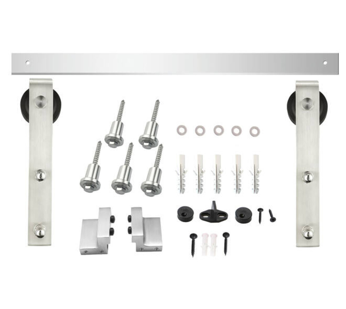 Intersteel Schuifdeursysteem 2x1 meter met hangrollen recht 290mm rvs