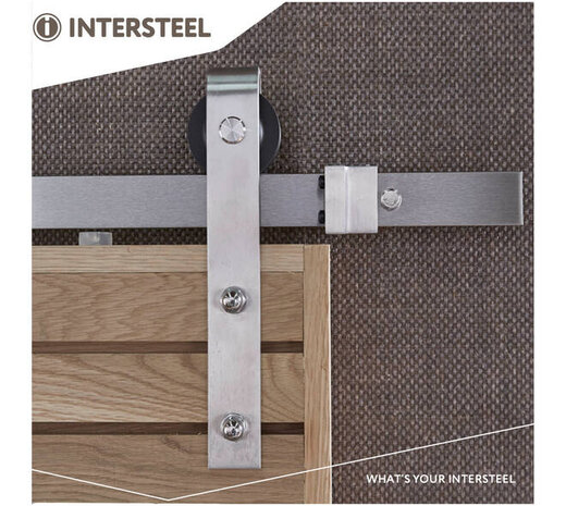 Intersteel Schuifdeursysteem 2x1 meter met hangrollen recht 290mm rvs
