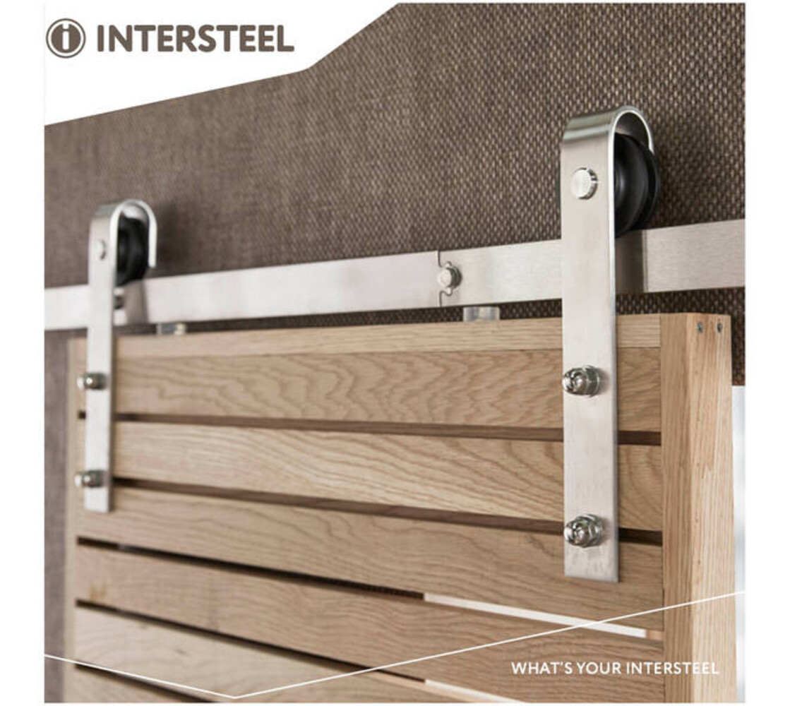 Intersteel Schuifdeursysteem 2x1 meter met hangrollen recht 290mm rvs