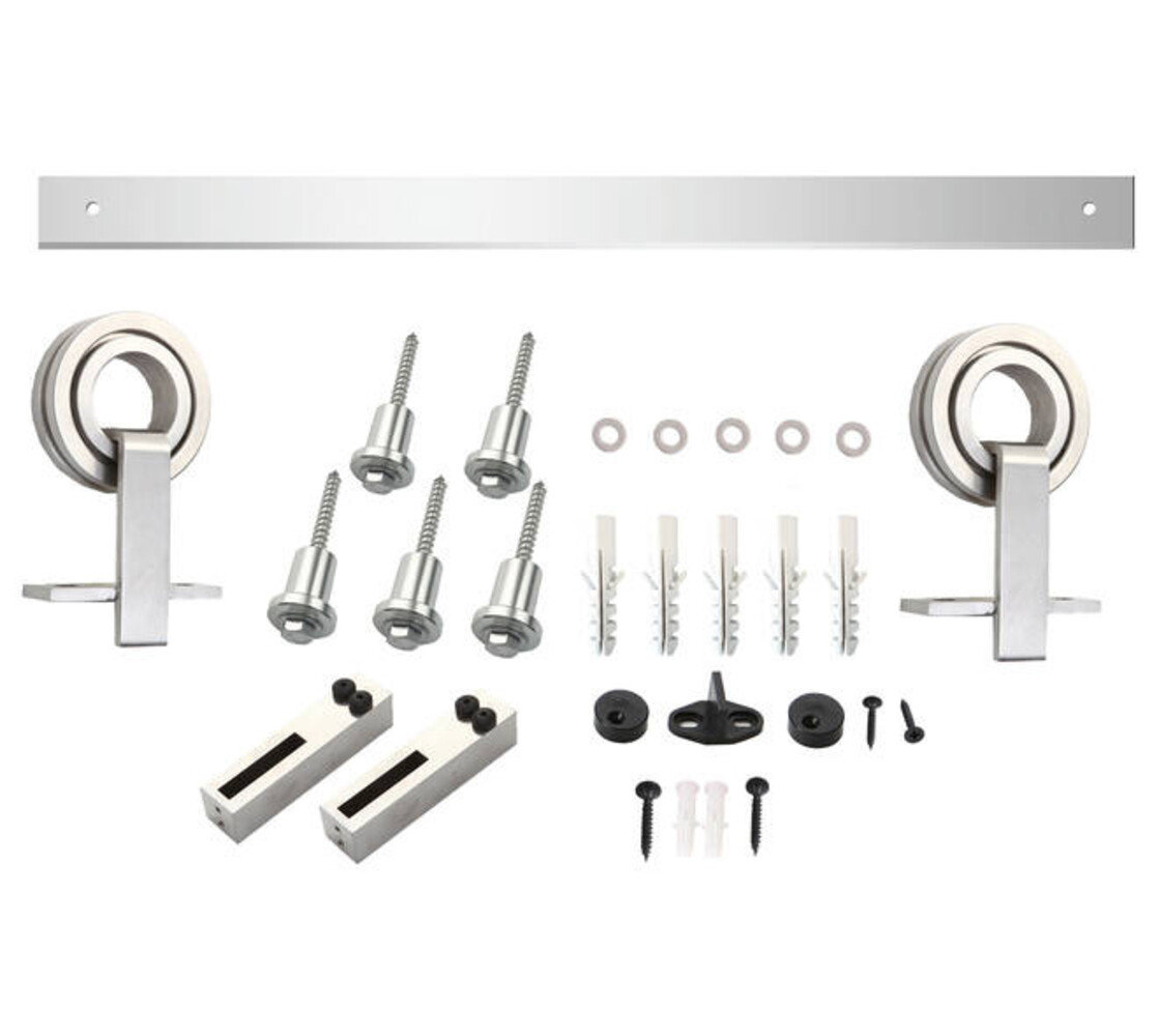 Intersteel Schuifdeursysteem 2x1 meter met hangrollen open wiel top 155mm rvs