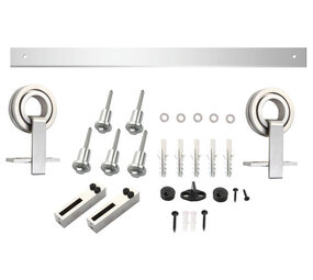 Intersteel Schuifdeursysteem 2x1 meter met hangrollen open wiel top 155mm rvs