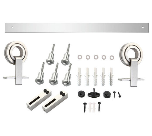 Intersteel Schuifdeursysteem 2x1 meter met hangrollen open wiel top 155mm rvs