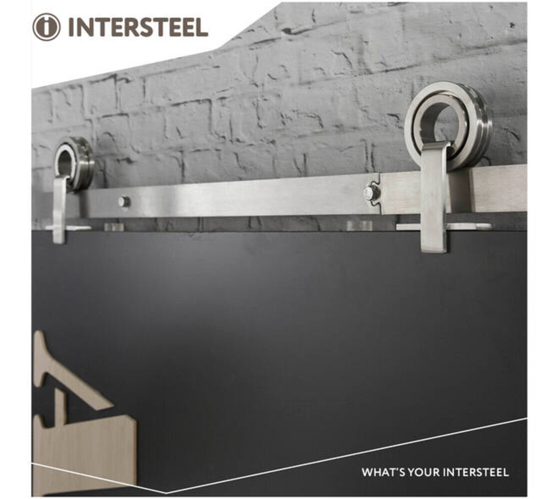 Intersteel Schuifdeursysteem 2x1 meter met hangrollen open wiel top 155mm rvs