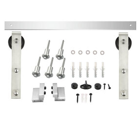 Intersteel Schuifdeursysteem 2x1 meter met hangrollen open wiel 255mm rvs