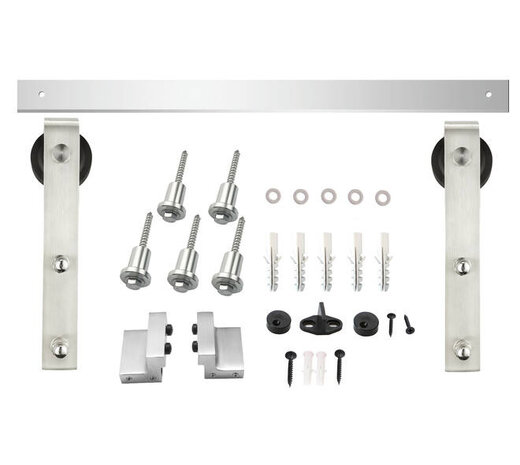 Intersteel Schuifdeursysteem 2x1 meter met hangrollen open wiel 255mm rvs