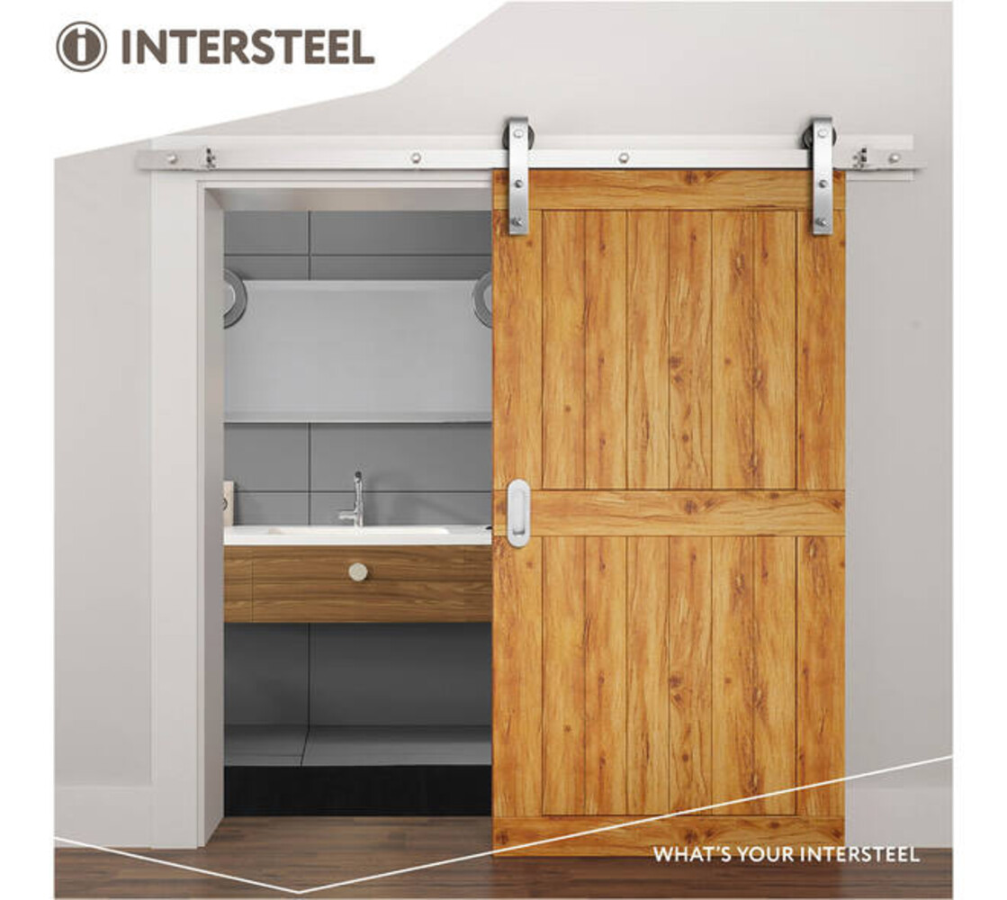 Intersteel Schuifdeursysteem 2x1 meter met hangrollen open wiel 255mm rvs