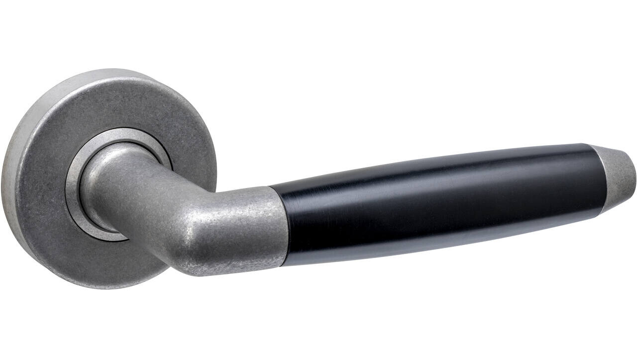 Intersteel Deurkruk Combinatie op rozet verdekt ø53x10mm rvs getrommeld/zwart