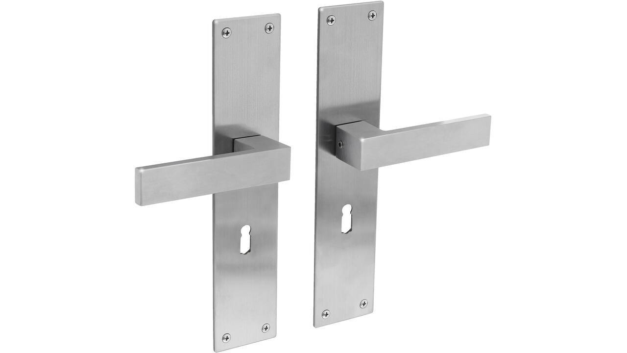 Intersteel Deurkruk Amsterdam met schild rechthoekig 250x55x2mm blind rvs