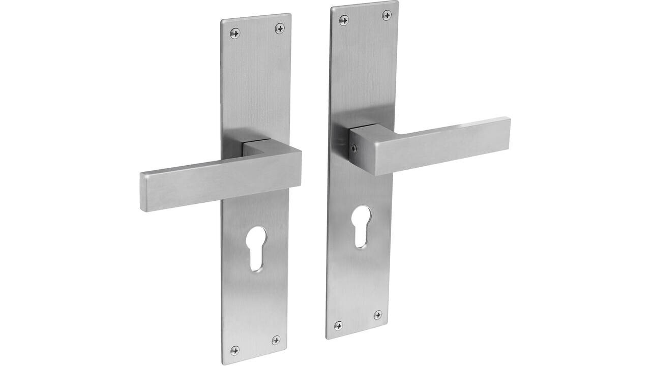 Intersteel Deurkruk Amsterdam met schild rechthoekig 250x55x2mm blind rvs