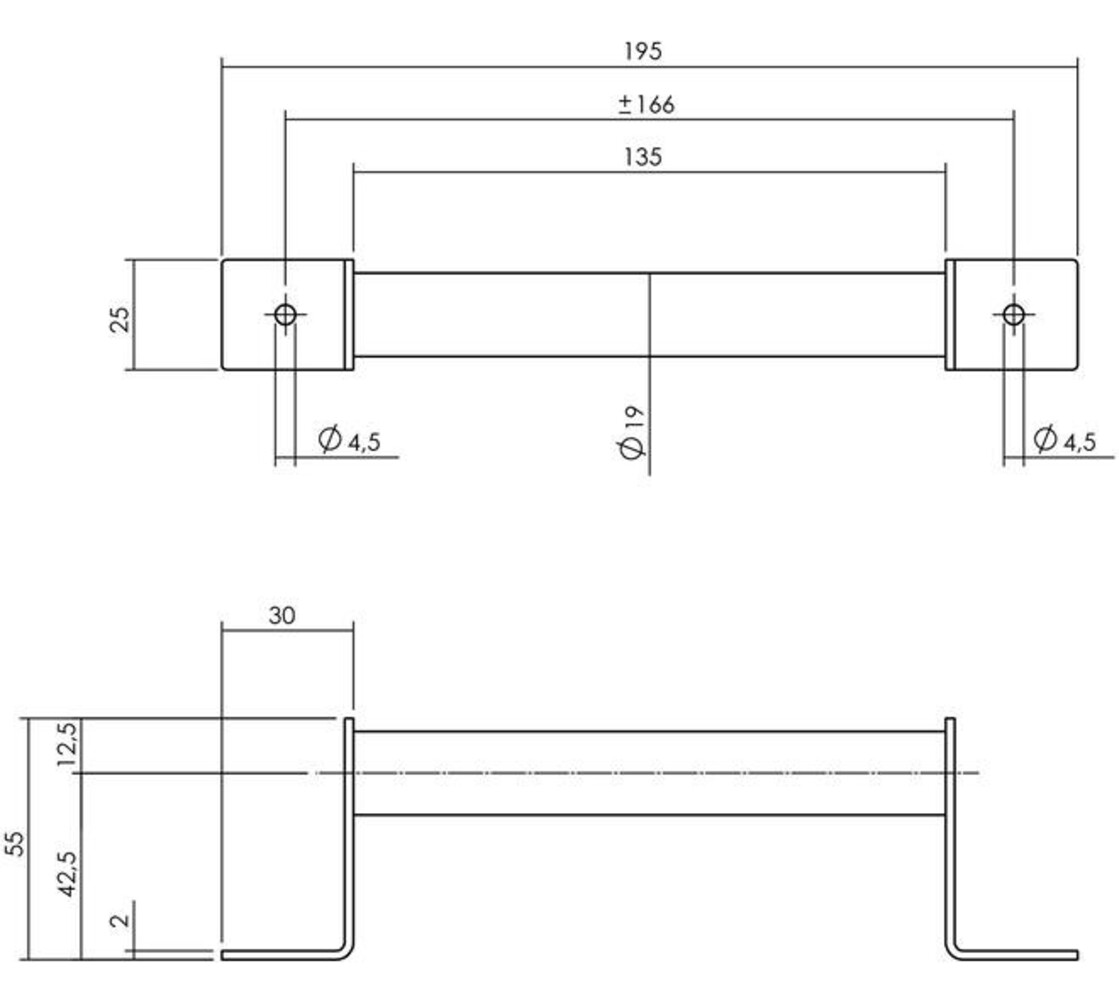 Intersteel   Handgreep rond 195x25mm zwart