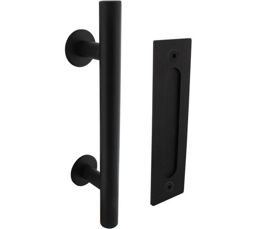 Intersteel  Deurgreep T-vorm ø25x305mm met schuifdeurkom 220x60mm zwart