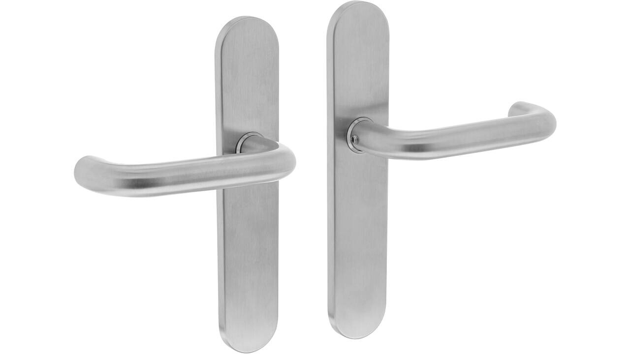 Intersteel Deurkruk Rond op schild verdekt ovaal 220x42mm blind rvs