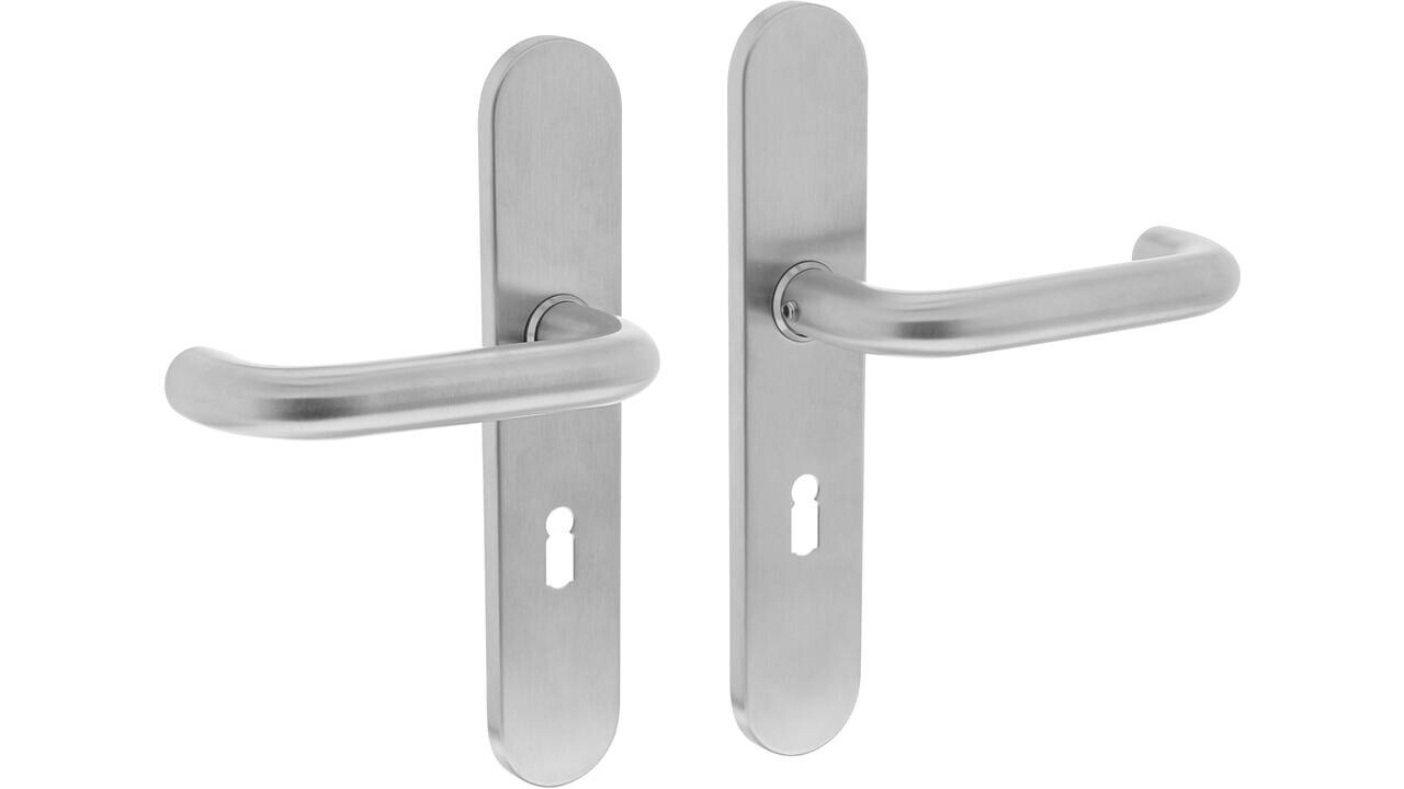 Intersteel Deurkruk Rond op schild verdekt ovaal 220x42mm blind rvs