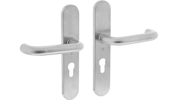 Intersteel Deurkruk Rond op schild verdekt ovaal 220x42mm blind rvs