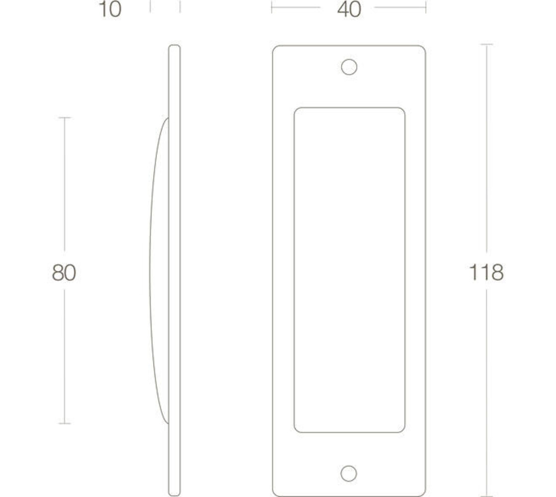 Intersteel Schuifdeurkom rechthoekig 120x40mm opschroevend messing gelakt