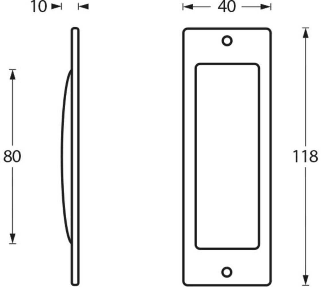 Intersteel  Schuifdeurkom rechthoekig 120x40mm opschroevend chroom