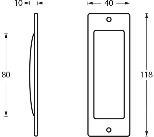 Intersteel Schuifdeurkom rechthoekig 120x40mm opschroevend nikkel mat