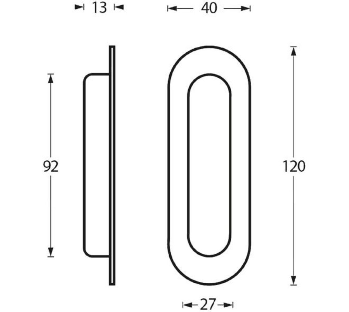 Intersteel Schuifdeurkom ovaal 120x40mm verdekt zwart