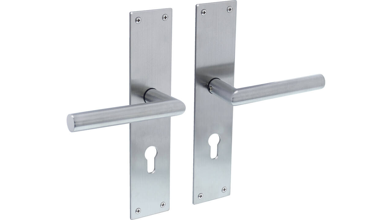 Intersteel Deurkruk Jura met schild rechthoekig 250x55x2mm blind rvs