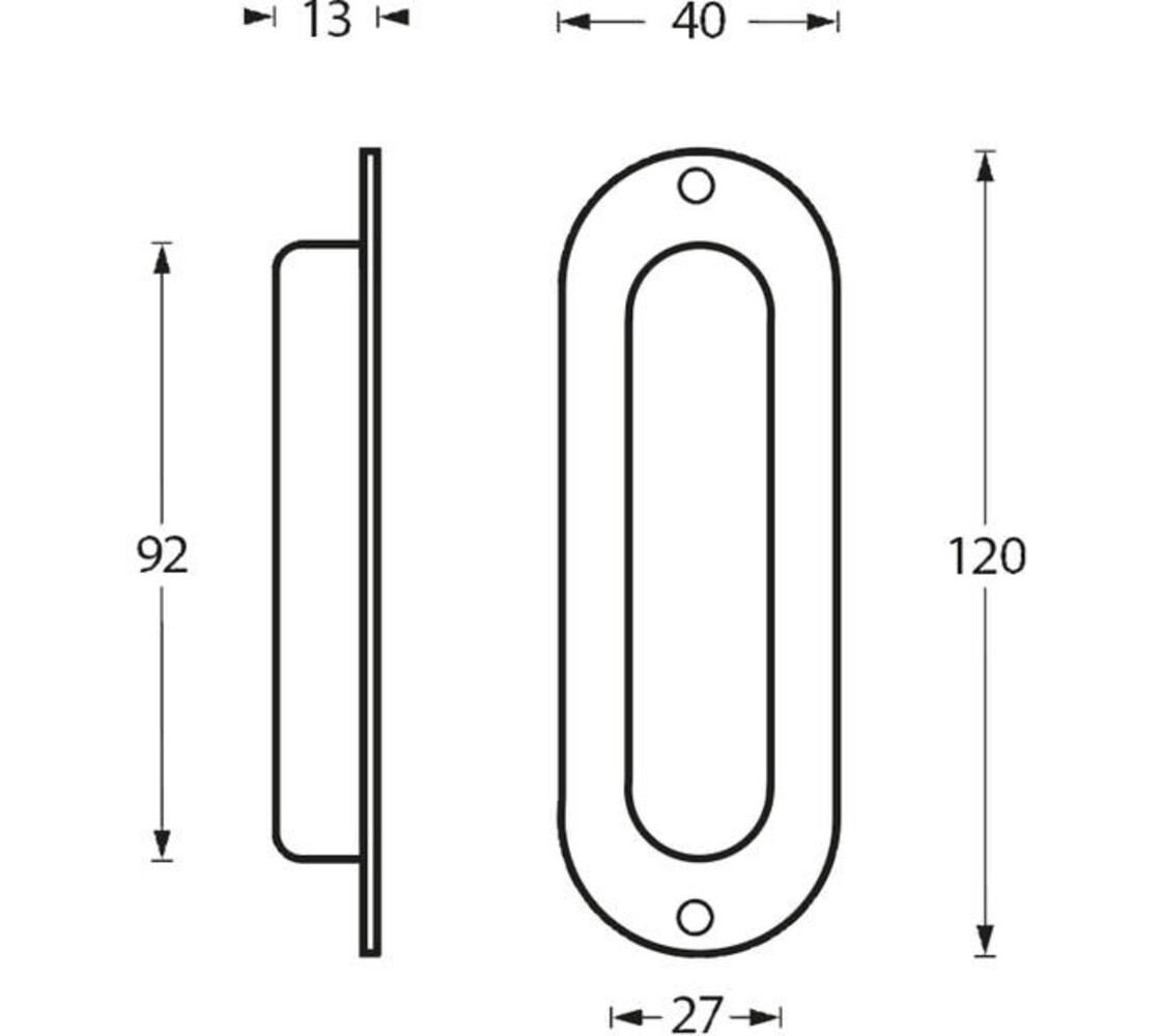 Intersteel Schuifdeurkom ovaal 120x40mm opschroevend rvs