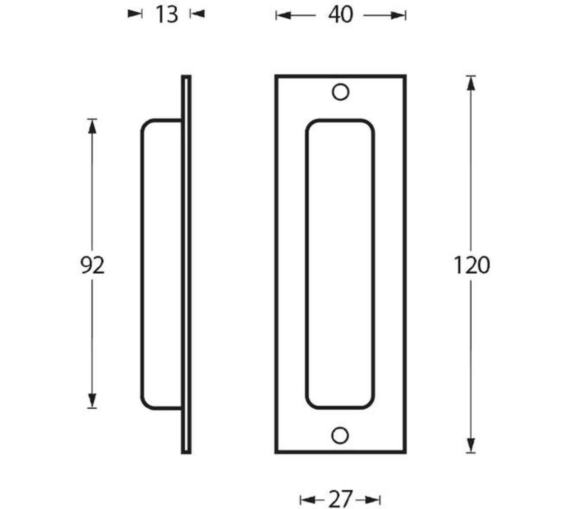 Intersteel Schuifdeurkom rechthoekig 120x40mm opschroevend rvs
