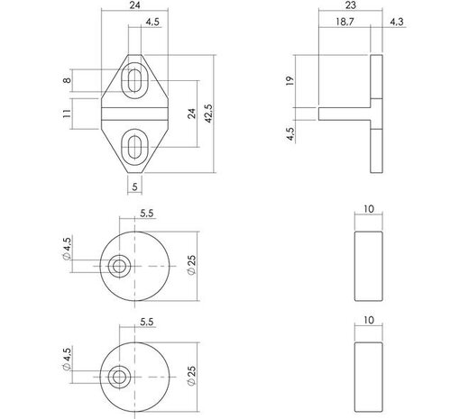Intersteel Set geleide- en afstandhouders tbv schuifdeursysteem inclusief bevestiging zwart
