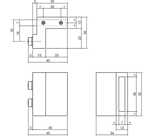 Intersteel Set van 2 stoppers tbv schuifdeursysteem inclusief bevestiging zwart