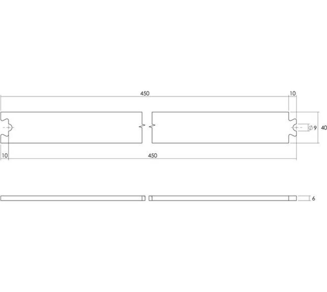 Intersteel Tussenrail 45cm tbv schuifdeursysteem inclusief bevestigingsset zwart