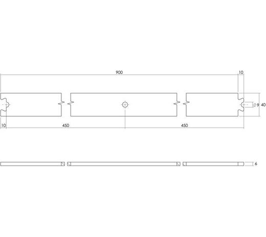 Intersteel Tussenrail 90cm tbv schuifdeursysteem inclusief bevestigingsset zwart