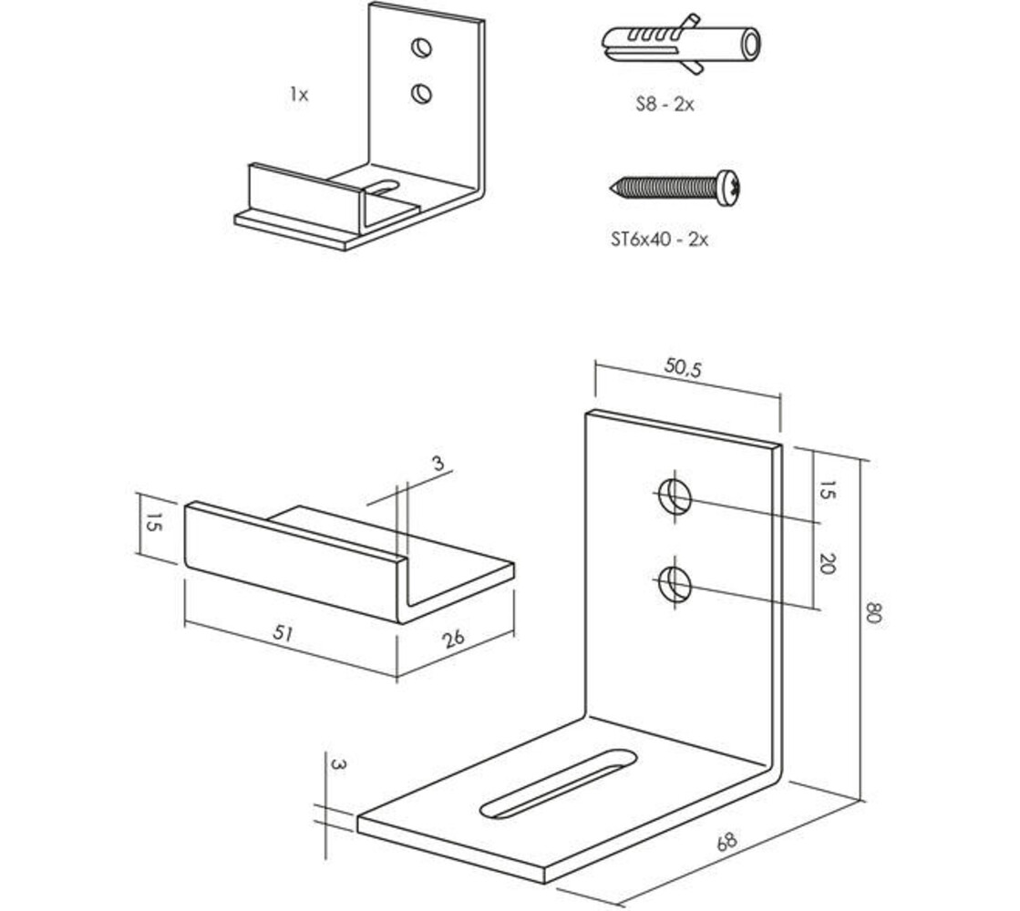 Intersteel  Verstelbare deurgeleider tbv onderzijde schuifdeur zwart