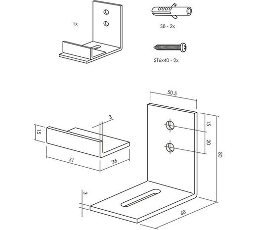 Intersteel  Verstelbare deurgeleider tbv onderzijde schuifdeur zwart