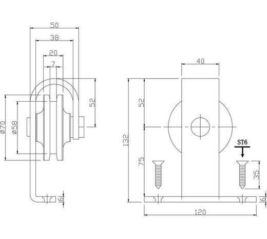 Intersteel Set van 2 rollers recht top 130mm tbv schuifdeursysteem 450100 inclusief bevestiging zwart