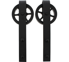 Intersteel Set van 2 rollers spaakwiel 340mm tbv schuifdeursysteem 450121 inclusief bevestiging zwart