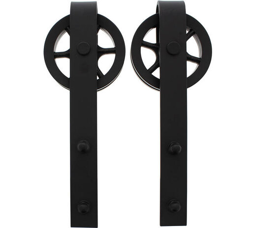 Intersteel Set van 2 rollers spaakwiel 340mm tbv schuifdeursysteem 450121 inclusief bevestiging zwart