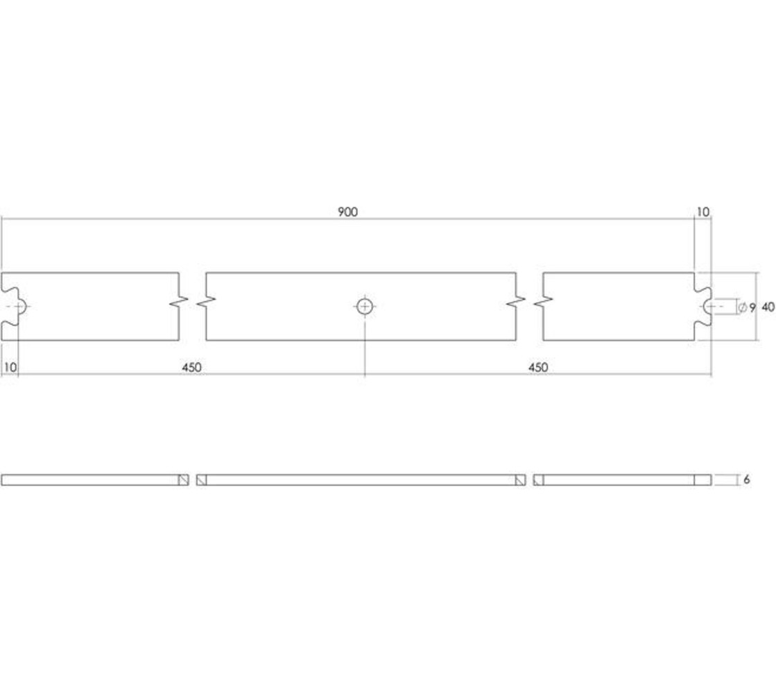 Intersteel Tussenrail 90cm tbv schuifdeursysteem inclusief bevestigingsset rvs