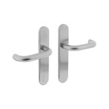 Intersteel Deurkruk Rond op schild verdekt ovaal 219x40mm met nokken blind rvs EN1906/4