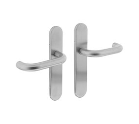 Intersteel Deurkruk Rond op schild verdekt ovaal 219x40mm met nokken blind rvs EN1906/4