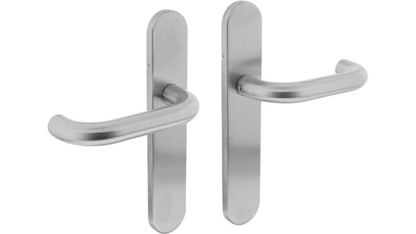 Intersteel Deurkruk Rond op schild verdekt ovaal 219x40mm met nokken blind rvs EN1906/4 Intersteel Deurkruk Rond op schild verdekt ovaal 219x40mm met nokken blind rvs EN1906/4