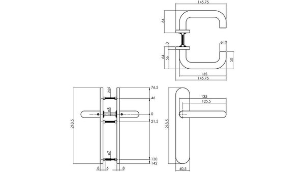 Intersteel Deurkruk Rond op schild verdekt ovaal 219x40mm met nokken blind rvs EN1906/4 Intersteel Deurkruk Rond op schild verdekt ovaal 219x40mm met nokken blind rvs EN1906/4