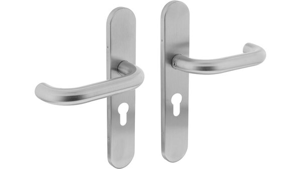 Intersteel Deurkruk Rond op schild verdekt ovaal 219x40mm met nokken blind rvs EN1906/4 Intersteel Deurkruk Rond op schild verdekt ovaal 219x40mm met nokken blind rvs EN1906/4