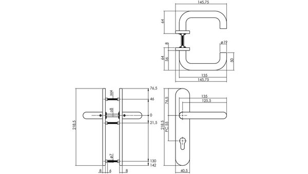 Intersteel Deurkruk Rond op schild verdekt ovaal 219x40mm met nokken blind rvs EN1906/4 Intersteel Deurkruk Rond op schild verdekt ovaal 219x40mm met nokken blind rvs EN1906/4