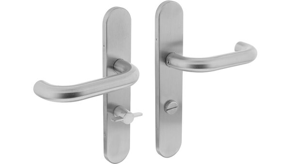 Intersteel Deurkruk Rond op schild verdekt ovaal 219x40mm met nokken blind rvs EN1906/4 Intersteel Deurkruk Rond op schild verdekt ovaal 219x40mm met nokken blind rvs EN1906/4