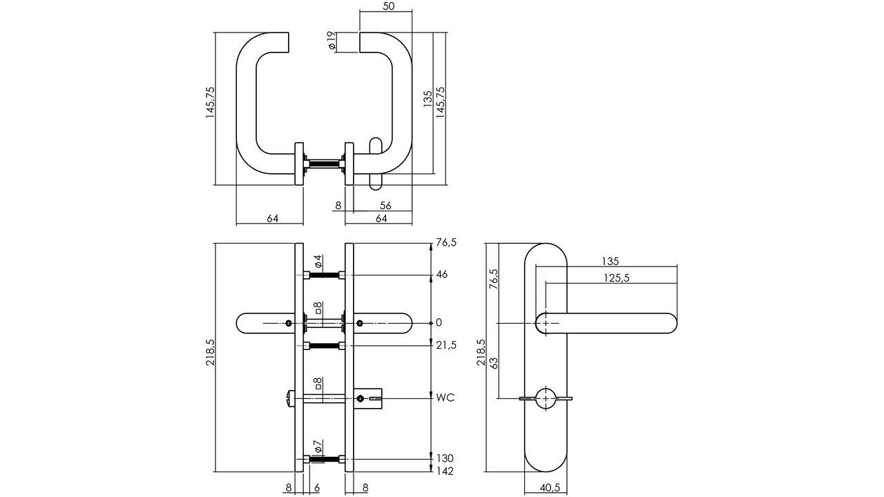 Intersteel Deurkruk Rond op schild verdekt ovaal 219x40mm met nokken blind rvs EN1906/4 Intersteel Deurkruk Rond op schild verdekt ovaal 219x40mm met nokken blind rvs EN1906/4