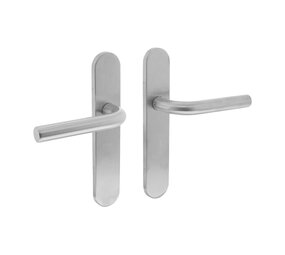 Intersteel Deurkruk Recht op schild verdekt ovaal 219x40mm met nokken blind rvs EN1906/4