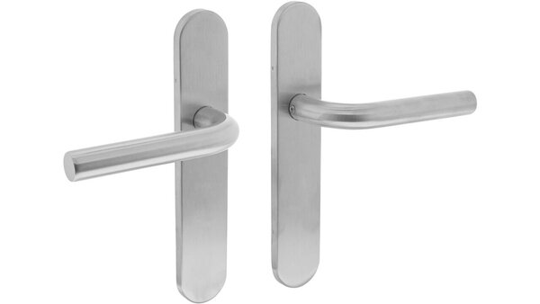 Intersteel Deurkruk Recht op schild verdekt ovaal 219x40mm met nokken blind rvs EN1906/4 Intersteel Deurkruk Recht op schild verdekt ovaal 219x40mm met nokken blind rvs EN1906/4