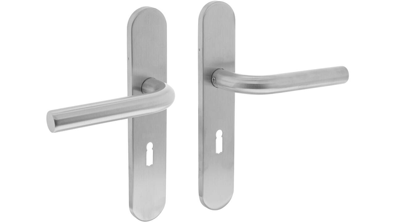 Intersteel Deurkruk Recht op schild verdekt ovaal 219x40mm met nokken blind rvs EN1906/4 Intersteel Deurkruk Recht op schild verdekt ovaal 219x40mm met nokken blind rvs EN1906/4